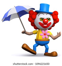 3d render of a clown with an umbrella