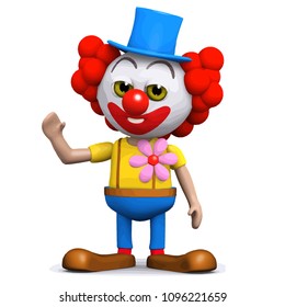 3d render of a clown waving hello