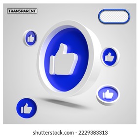 3D  render coin icon transparent like social media