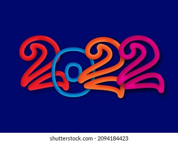 3D Render Colorful 2022 Numeral On Blue Background For Happy New Year Concept.
