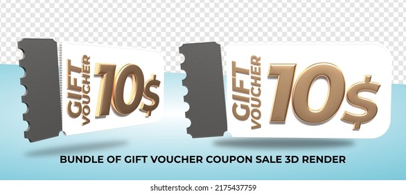 3D render coupon gift template voucher money 10$ for element 