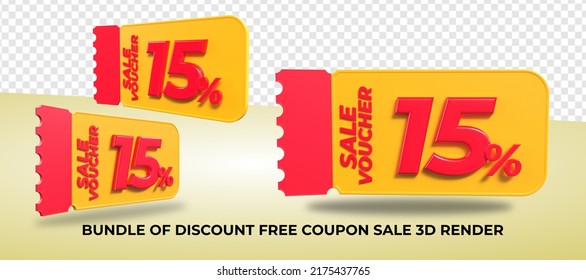 3D-Rendering-Coupon-Verkauf discodiert 15% für Element-Verkaufspromo