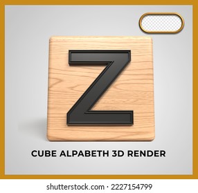 Alfabeto Z de madera de cubo de procesado 3D