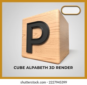 Alfabeto P de madera cubo de procesado 3D