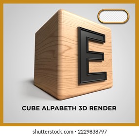 Alfabeto E de madera de cubo de procesado 3D 