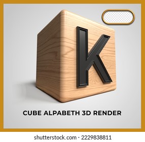 Alfabeto de madera de cubo de procesado 3D K