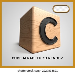 3.ᵉʳ alfabeto de madera cúbica RENDER C