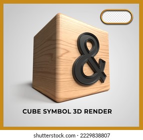 3D render cube wood Symbol AND