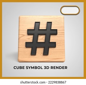 Símbolo de madera de cubo de procesado 3D #