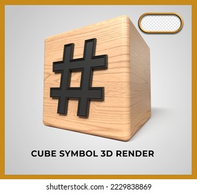3D render cube wood Symbol #