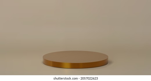 3D render dark gold podium vector illustration. Pedestal for product presentation.