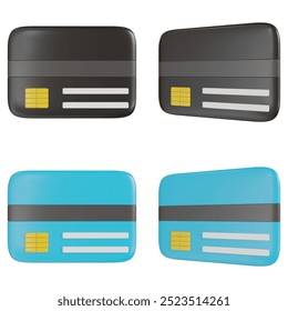 3D render of debit credit card with two colors. Transparent background