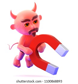 3d render of a devil with a magnet