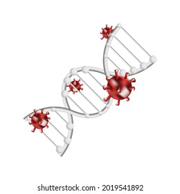 3d render dna with coronavirus design isolated
