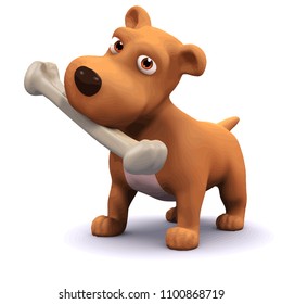 3d render of a dog with a bone