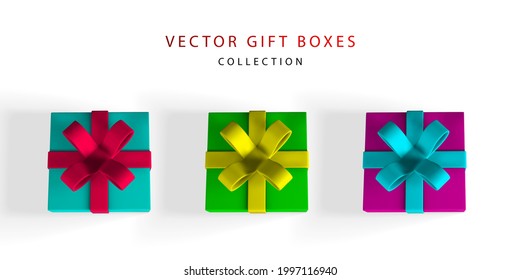 3D render and draw by mesh realistic gift box with bow. Paper box with shadow isolated on white background. Vector illustration.