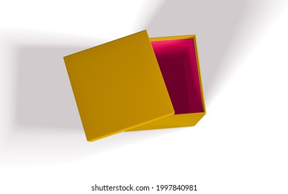 3D render and draw by mesh realistic open gift box. Paper box with shadow isolated on white background. Vector illustration.