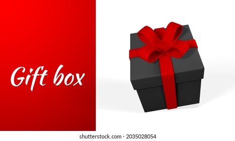 3D render and draw by mesh realistic gift box with bow. Paper box with shadow isolated on white background. Vector illustration.