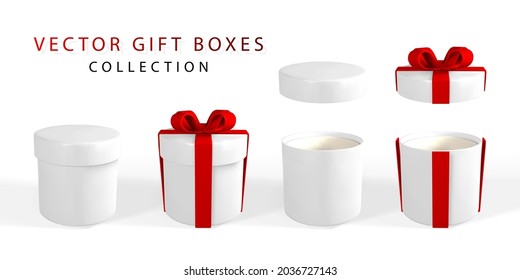 3D render and draw by mesh realistic gift box with bow. Paper box with shadow isolated on white background. Vector illustration.