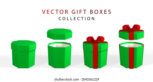 3D render and draw by mesh realistic gift box with bow. Paper box with shadow isolated on white background. Vector illustration.