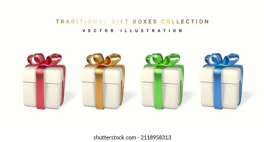 3D render and draw by mesh realistic gift box with bow. Paper box with shadow isolated on white background. Vector illustration.