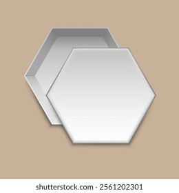 3D render of an empty hexagon blank package box isolated on a white background. Perfect mockup for gift packaging, branding, and creative design presentation