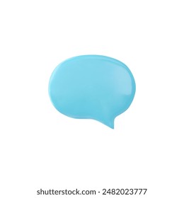 3D render of an empty speech bubble. Blue, round. Space to enter a message. Dialog box for communication. Social media. Design element. Vector illustration isolated on white background.