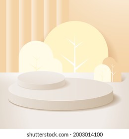 3D render exhibition stand.abstract geometric shape pastel color template minimal modern style wall background