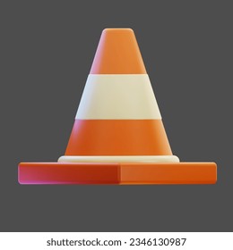 3d render of a flat traffic cone. isolated traffic cone illustration with background. highway, repair, and construction concept