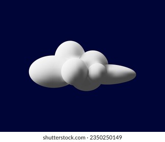 3D render fluffy cloud. Realistic modern icon in clay style. Vector illustration white element on blue sky background. Soft heaven. Meteorology symbol of cloudy weather