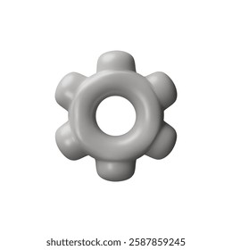 3d render gear. Three-dimensional vector illustration icon of settings. Equipment industry technology wheel symbol. Engineering motion element. Teamwork progress infographic concept. Strategy growth
