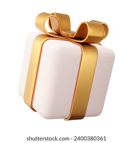 3d render gifts box isolated on white background. Holiday decoration presents. Festive gift surprise. Realistic icon for birthday or wedding banners. Vector illustration.