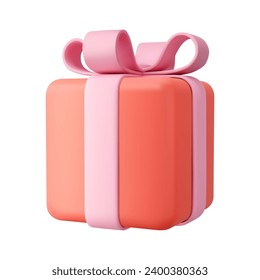 3d render gifts box isolated on white background. Holiday decoration presents. Festive gift surprise. Realistic icon for birthday or wedding banners. Vector illustration.