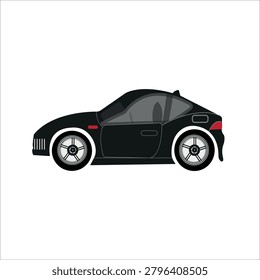 3D render of a glossy black sports car with red details in a neutral studio setting.
