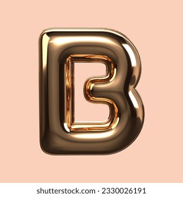 3d  render gold alphabet B