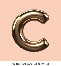 3d  render gold alphabet C