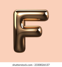3d  render gold alphabet F