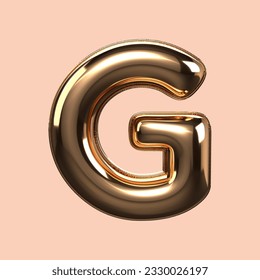 3d  render gold alphabet G