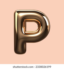 3d  render gold alphabet P