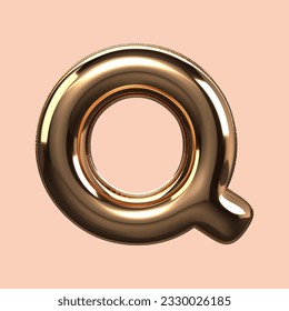 3d  render gold alphabet Q