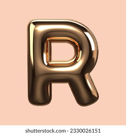 3d  render gold alphabet R