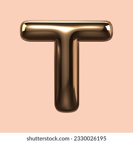 Alfabeto de oro de 3 d procesado T