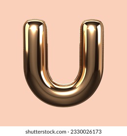 3d  render gold alphabet U