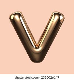 3d  render gold alphabet V