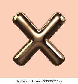 3d  render gold alphabet X