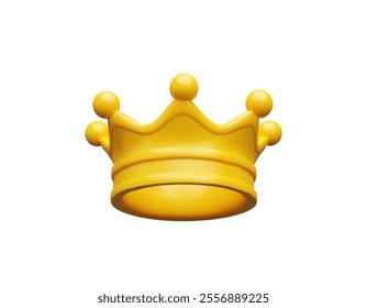 3d render gold crown. Three-dimensional vector illustration monarch icon. King, queen, princess, prince - royalty symbol. Classic casino reward. Emperor realistic diadem is power. Luxury tressure