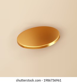 3d rendern Sie den geometrischen goldenen Zylinder mit Schatten einzeln auf dem Hintergrund. Golden glänzend realistisch primitiv. Abstrakte, dekorative Vektorfigur für trendiges Design