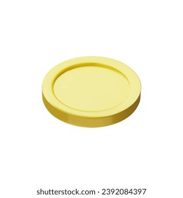 3D render golden coins. Gold metal money for business, economy, banking, casino. Vector illustration of wealth. Realistic investment in cartoon clay style. Cash symbol. Financial Payment Element