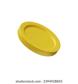3D render golden coins. Gold metal money for business, economy, banking, casino. Vector illustration of wealth. Realistic investment in cartoon clay style. Cash symbol. Financial Payment Element