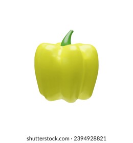3D render green bell pepper. Realistic whole paprika. Tasty fresh ingredient for Asian, Mexican, Bulgarian food. Healthy organic vitamin vegetable. Vector illustration about sweet object